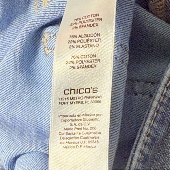 Chicos Platinum cropped Denim Jeans size 2/12 soft stretch - Picture 8 of 10